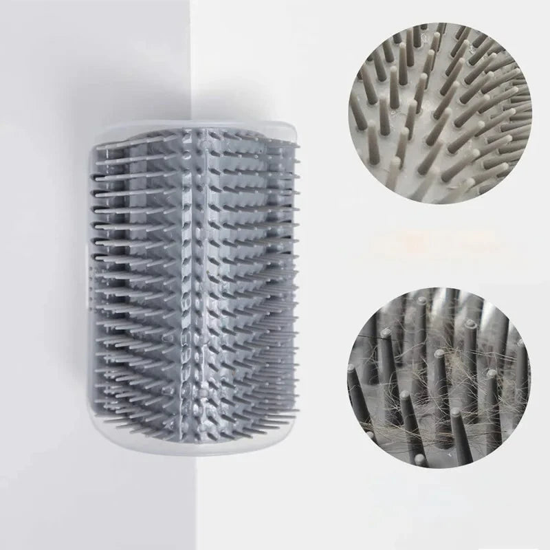 Cat Self Groomer with Catnip Wall Corner Scratcher Comb Soft Grooming Massage Brush Toy Scratch Massager Tool for Kitten Puppy