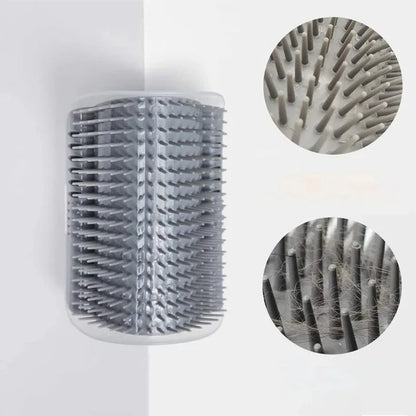 Cat Self Groomer with Catnip Wall Corner Scratcher Comb Soft Grooming Massage Brush Toy Scratch Massager Tool for Kitten Puppy