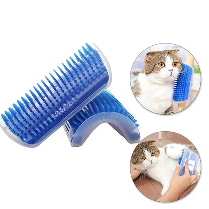 Cat Self Groomer with Catnip Wall Corner Scratcher Comb Soft Grooming Massage Brush Toy Scratch Massager Tool for Kitten Puppy