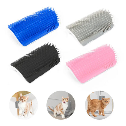Cat Self Groomer with Catnip Wall Corner Scratcher Comb Soft Grooming Massage Brush Toy Scratch Massager Tool for Kitten Puppy